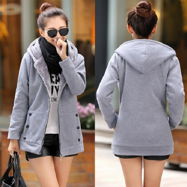 Women Casual Hoodies Coat Cotton Sportswear Jacket - Image 5