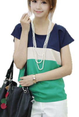 Stripe Color Lady Short Sleeve Top