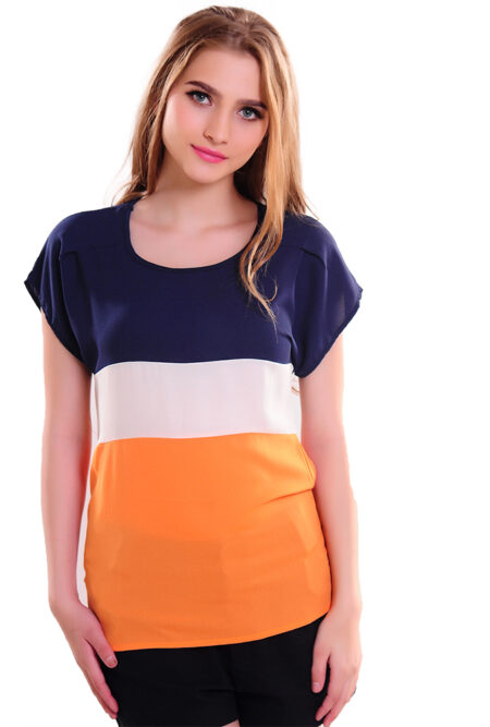 Stripe Color Lady Short Sleeve Top