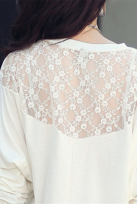 Long Sleeve Casual Dolman Lace Loose Shirt