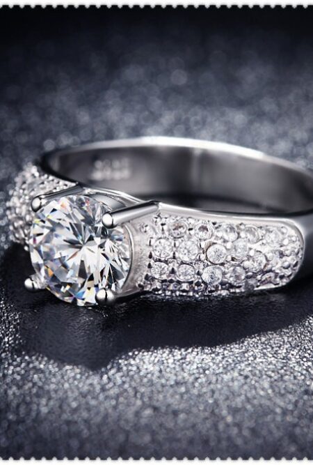 White Gold Plated  Cz Diamond Ring