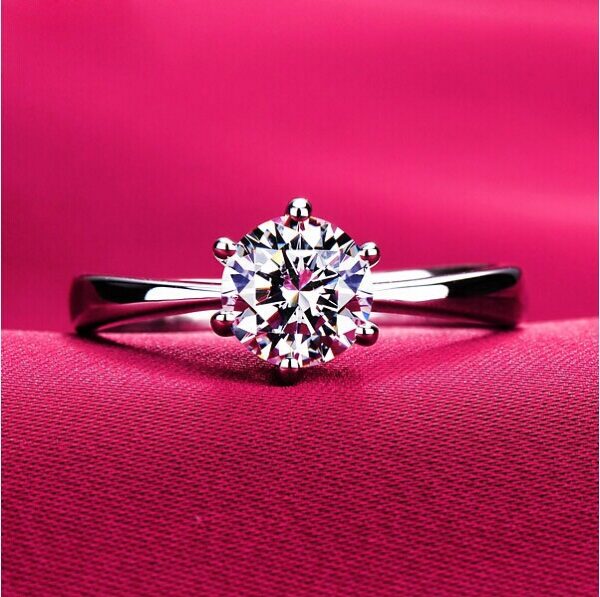 18 K  White Gold Large Simulated Diamond Ring