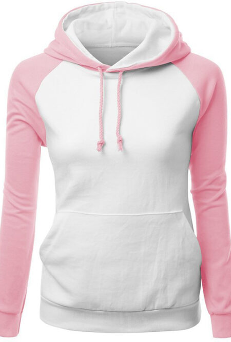 Women Sweatshirt Raglan Sleeve Hooded Pullover