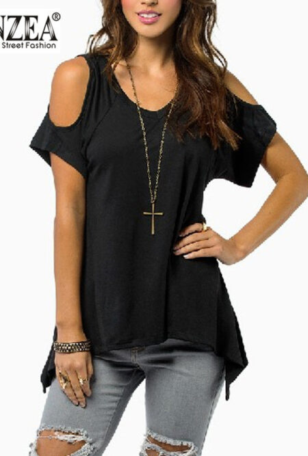 Round Neck Short Sleeve Blouse Plus Size