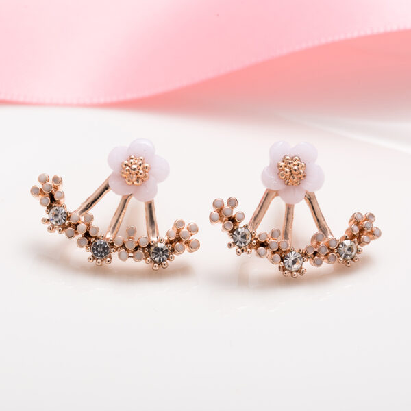 Imitation Pearl Earrings Small Daisy Flowers Hanging - Image 4