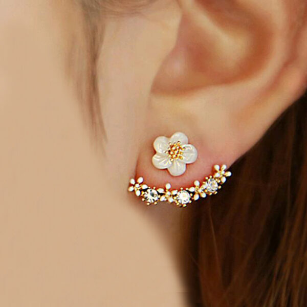 Imitation Pearl Earrings Small Daisy Flowers Hanging