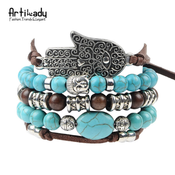 5pcs Set Leather Bracelet