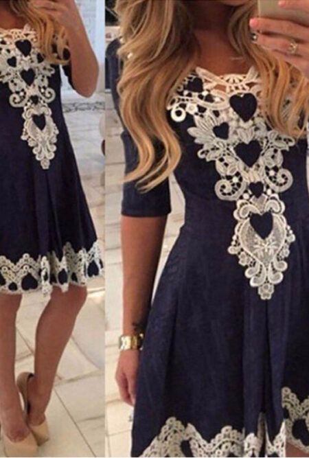 Evening Party Dresses V Collar Half Sleeve