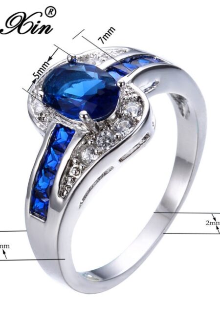 Sapphire Jewelry Blue Oval Zircon Stone Ring