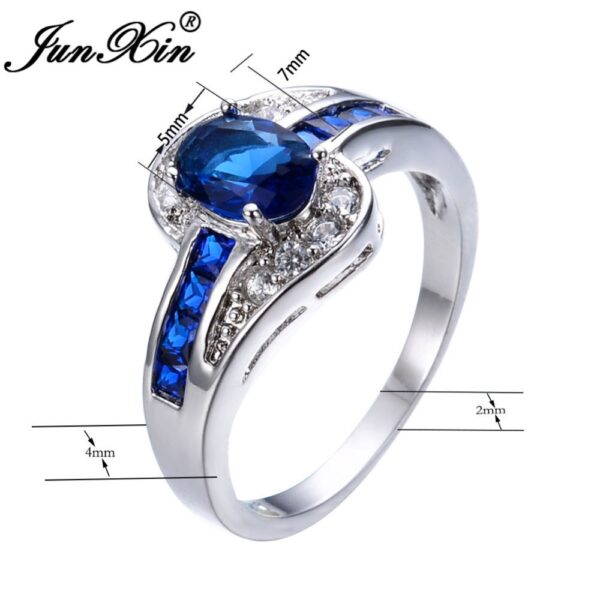 Sapphire Jewelry Blue Oval Zircon Stone Ring - Image 2