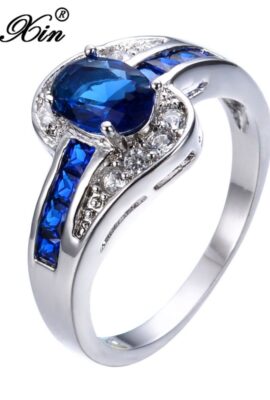 Sapphire Jewelry Blue Oval Zircon Stone Ring