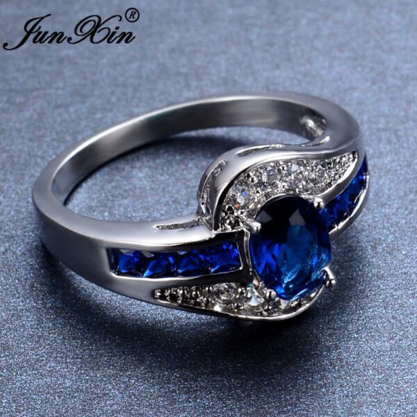 Sapphire Jewelry Blue Oval Zircon Stone Ring - Image 4