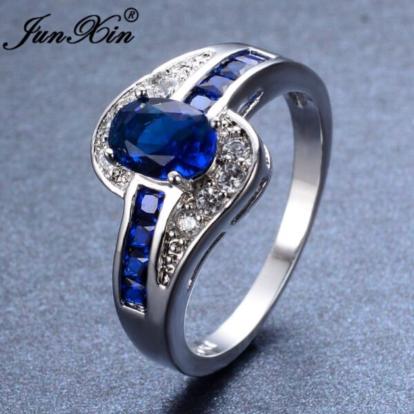Sapphire Jewelry Blue Oval Zircon Stone Ring - Image 5