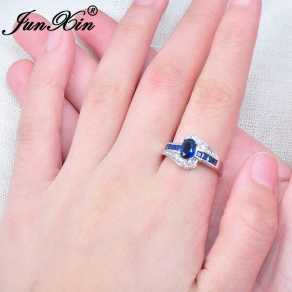 Sapphire Jewelry Blue Oval Zircon Stone Ring - Image 6