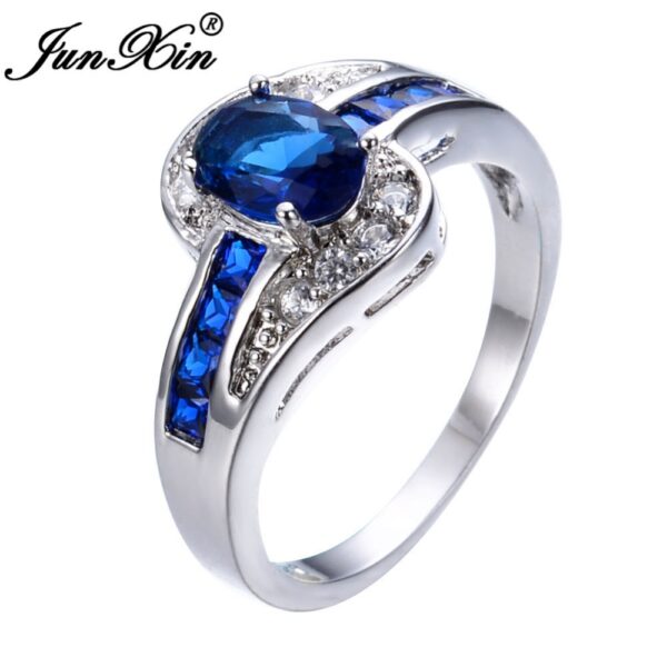 Sapphire Jewelry Blue Oval Zircon Stone Ring