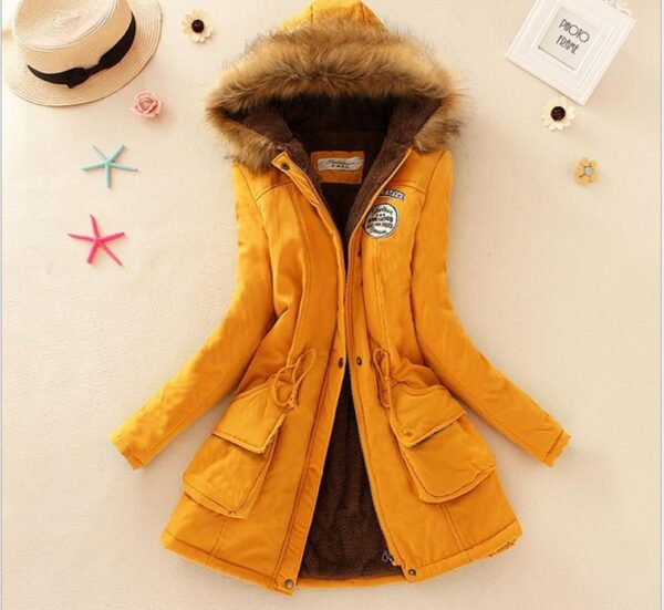 Lamb Wool Jacket Hooded Parka Army Green Overcoat - Image 2
