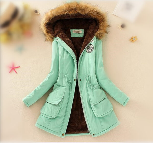 Lamb Wool Jacket Hooded Parka Army Green Overcoat
