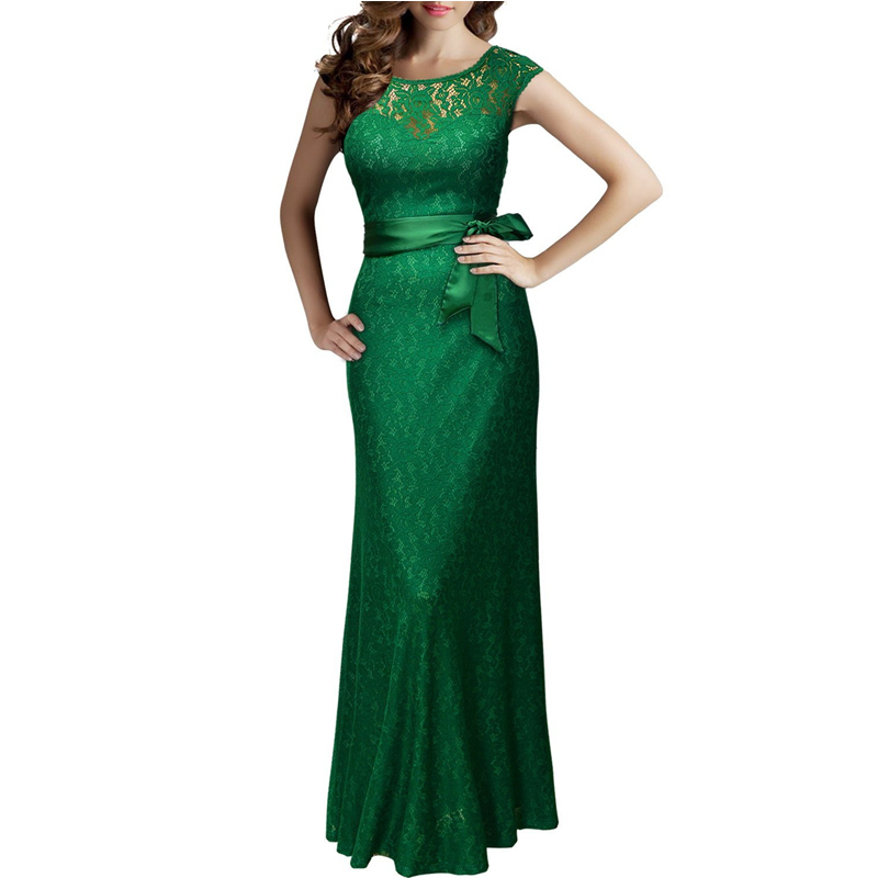 green elegant gown