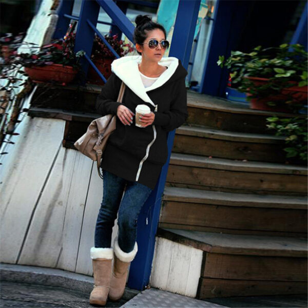 Autumn Winter Warm Zipper Up Women Hoodie - Image 3