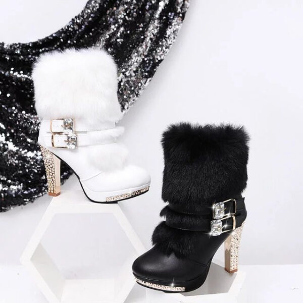 Winter Fur Boots Women's Plush Warm Platform Ankle Boots - Image 5