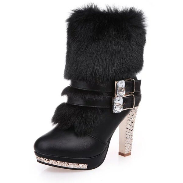Winter Fur Boots Women's Plush Warm Platform Ankle Boots - Image 2