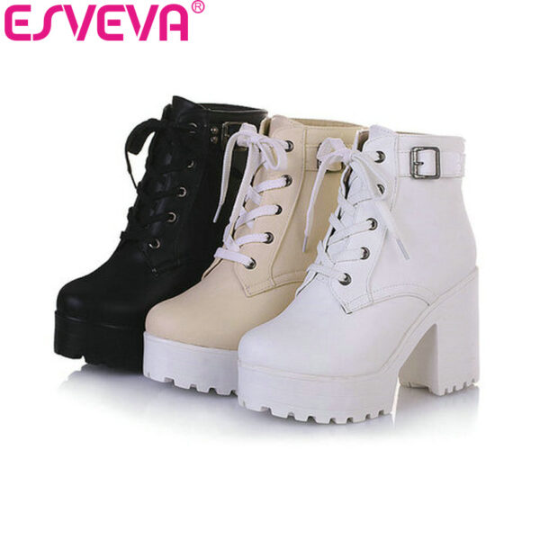 High Square Heels  Buckle Ankle Boots - Image 5