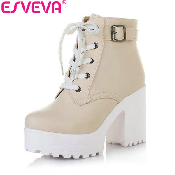 High Square Heels  Buckle Ankle Boots