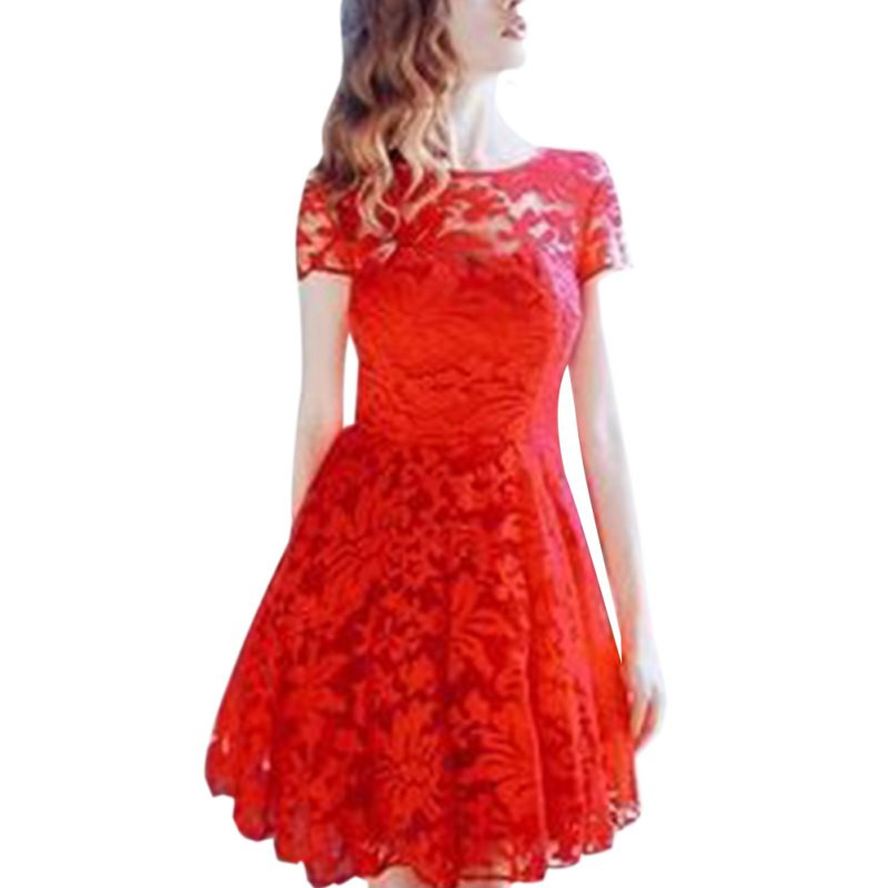 red colour short frock