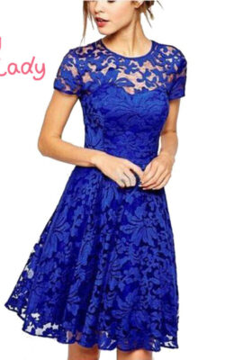 Floral Short Sleeve Lace Dress