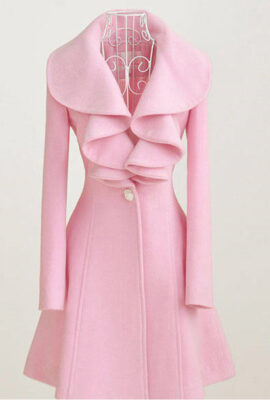 Pink Wool Blend Trench Coat