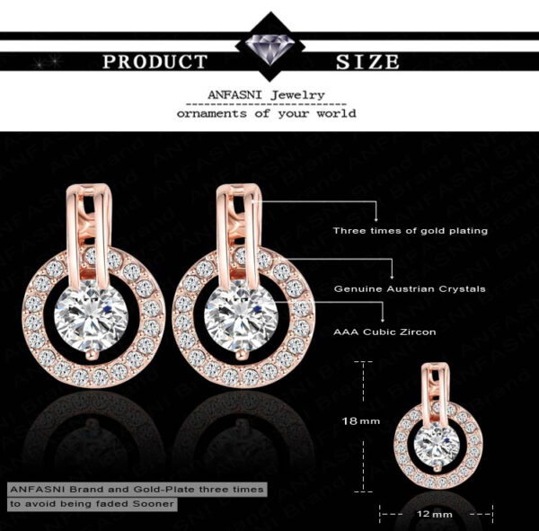 Hot Sale Rose Gold Plated Set Earring/Necklack Round Set - Image 6