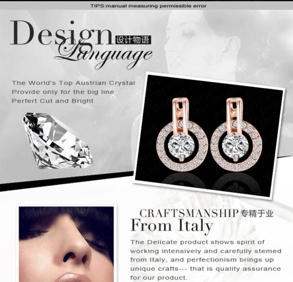 Hot Sale Rose Gold Plated Set Earring/Necklack Round Set - Image 5