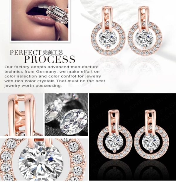 Hot Sale Rose Gold Plated Set Earring/Necklack Round Set - Image 4