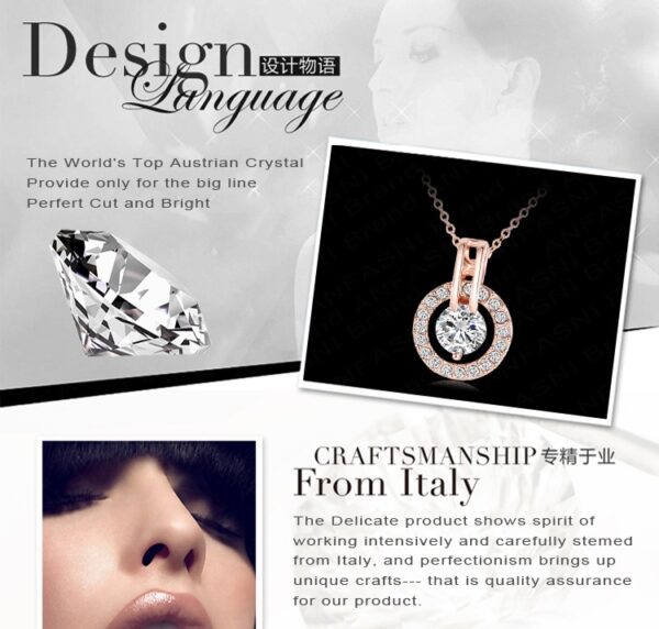 Hot Sale Rose Gold Plated Set Earring/Necklack Round Set - Image 2