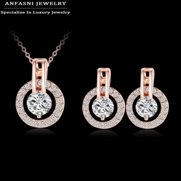 Hot Sale Rose Gold Plated Set Earring/Necklack Round Set