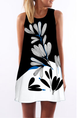 Floral Print Chiffon Sleeveless Dress