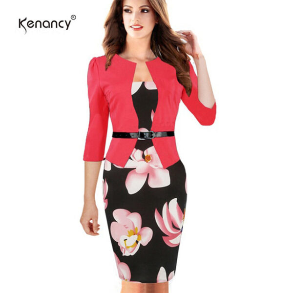 One Piece Patchwork Floral Print Dress