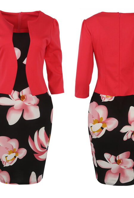 One Piece Patchwork Floral Print Dress