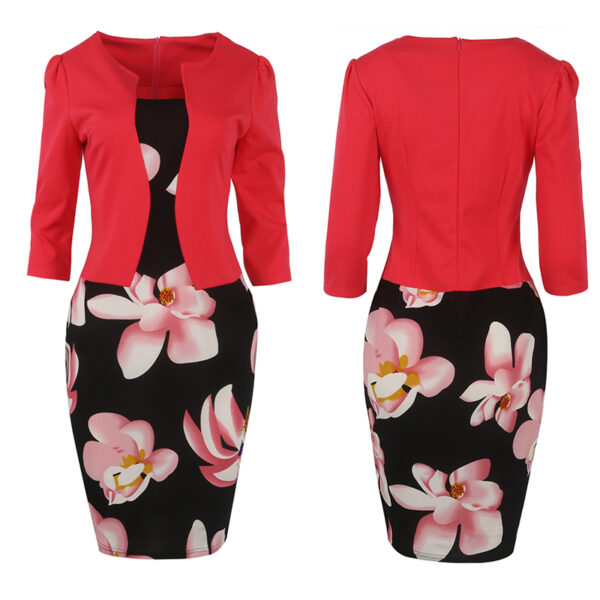 One Piece Patchwork Floral Print Dress - Image 2