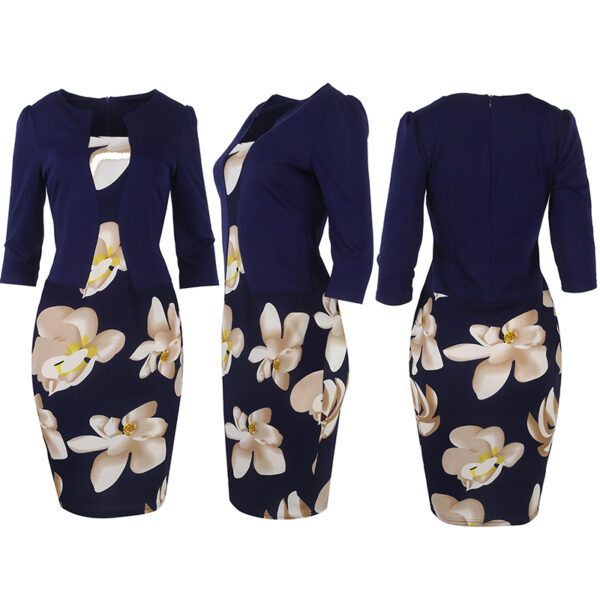 One Piece Patchwork Floral Print Dress - Image 3
