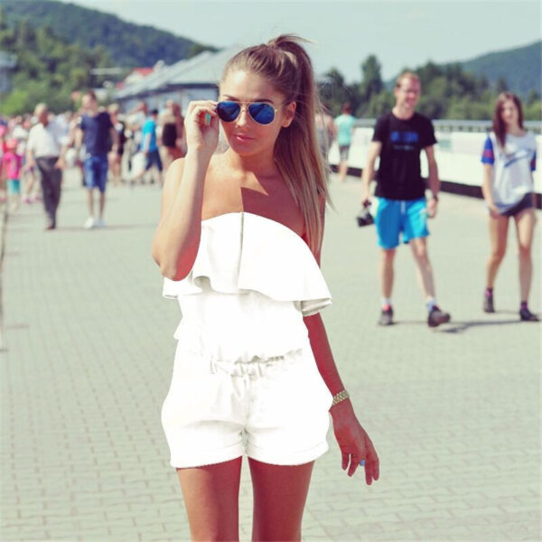 Casual Ruffles Strapless Waist Tightening  Womens Dress - Image 4