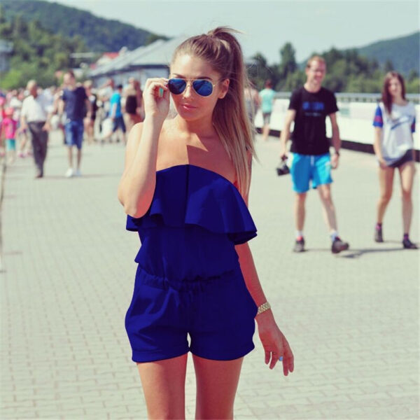 Casual Ruffles Strapless Waist Tightening  Womens Dress - Image 2