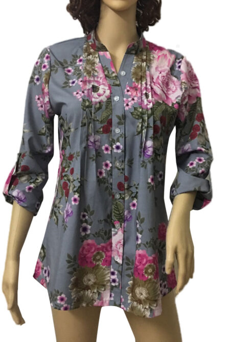 Vintage Floral Print V-neck Tunic