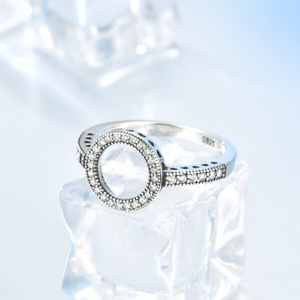 925 Sterling Silver Ring Forever Clear Black CZ - Image 3