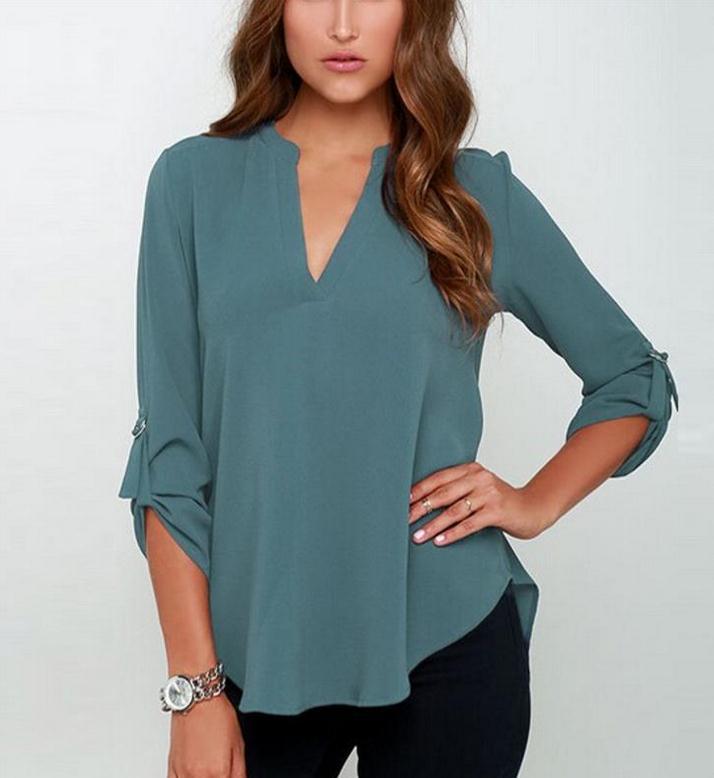 3/4 Sleeve Female Shirt Fashion Large Size - Fashion Design Store