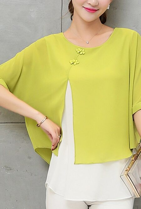 Batwing Short Sleeve Two Layer Ladies Top
