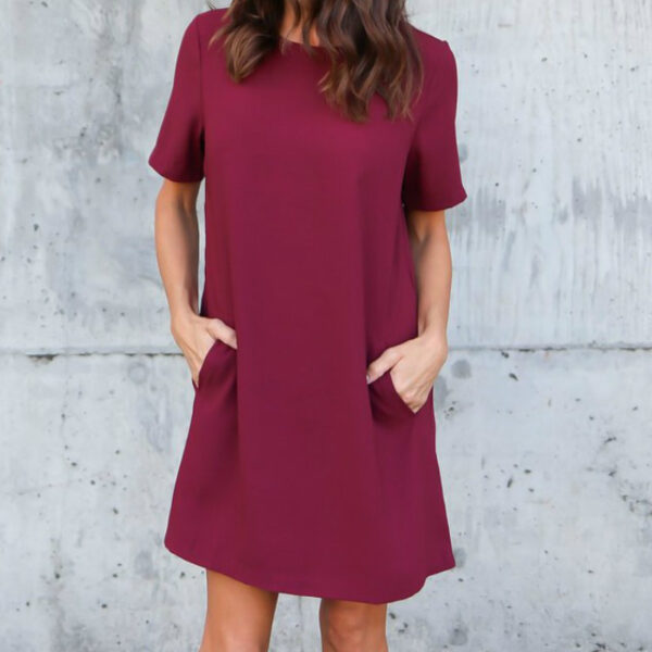Chiffon Dress Solid Pockets - Image 3
