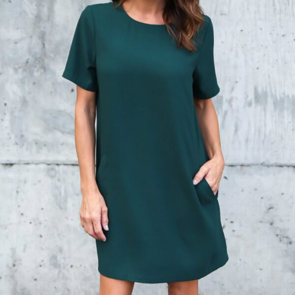 Chiffon Dress Solid Pockets - Image 2