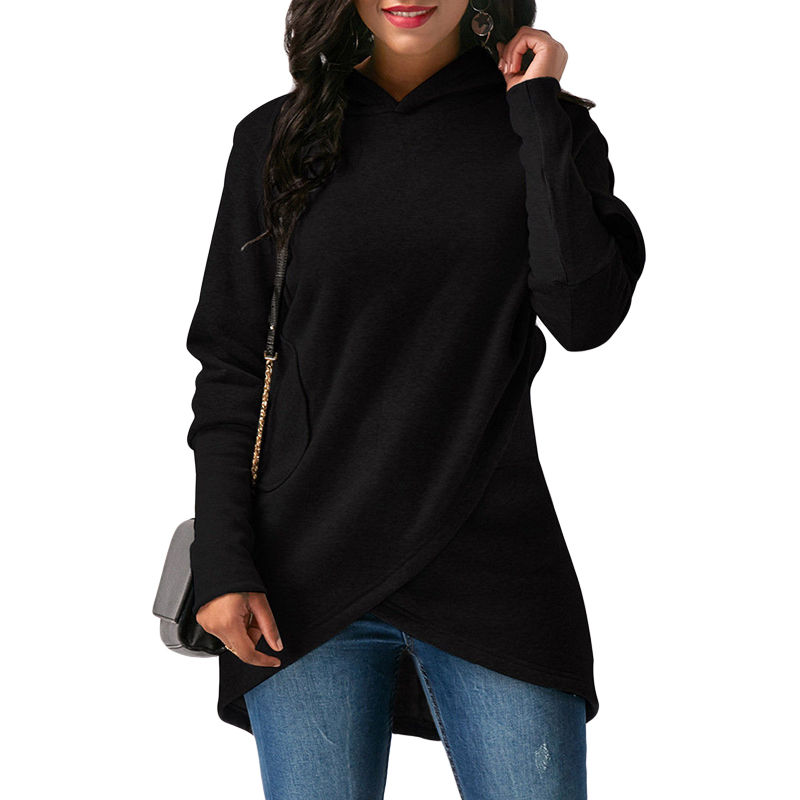 Asymmetric Hem Wrap Hooded Jacket - Fashion Design Store