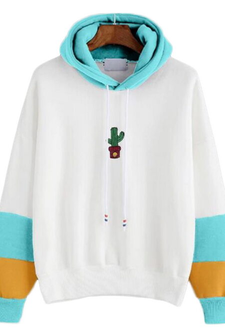 Long Sleeve Cactus Print Hoodie